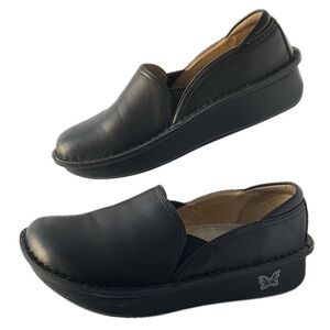 Alegria Debra Black Leather Slip-On Loafers EU 37